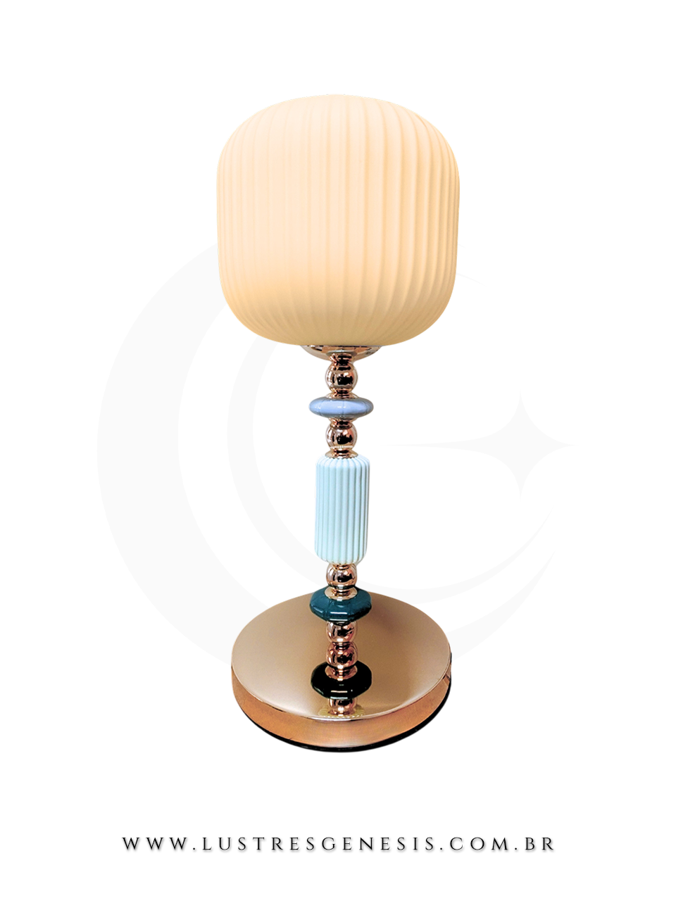 Lumin&aacute;ria de Mesa Abajur Contempor&acirc;neo Branco com Base em Cer&acirc;mica para Quarto e Sala 